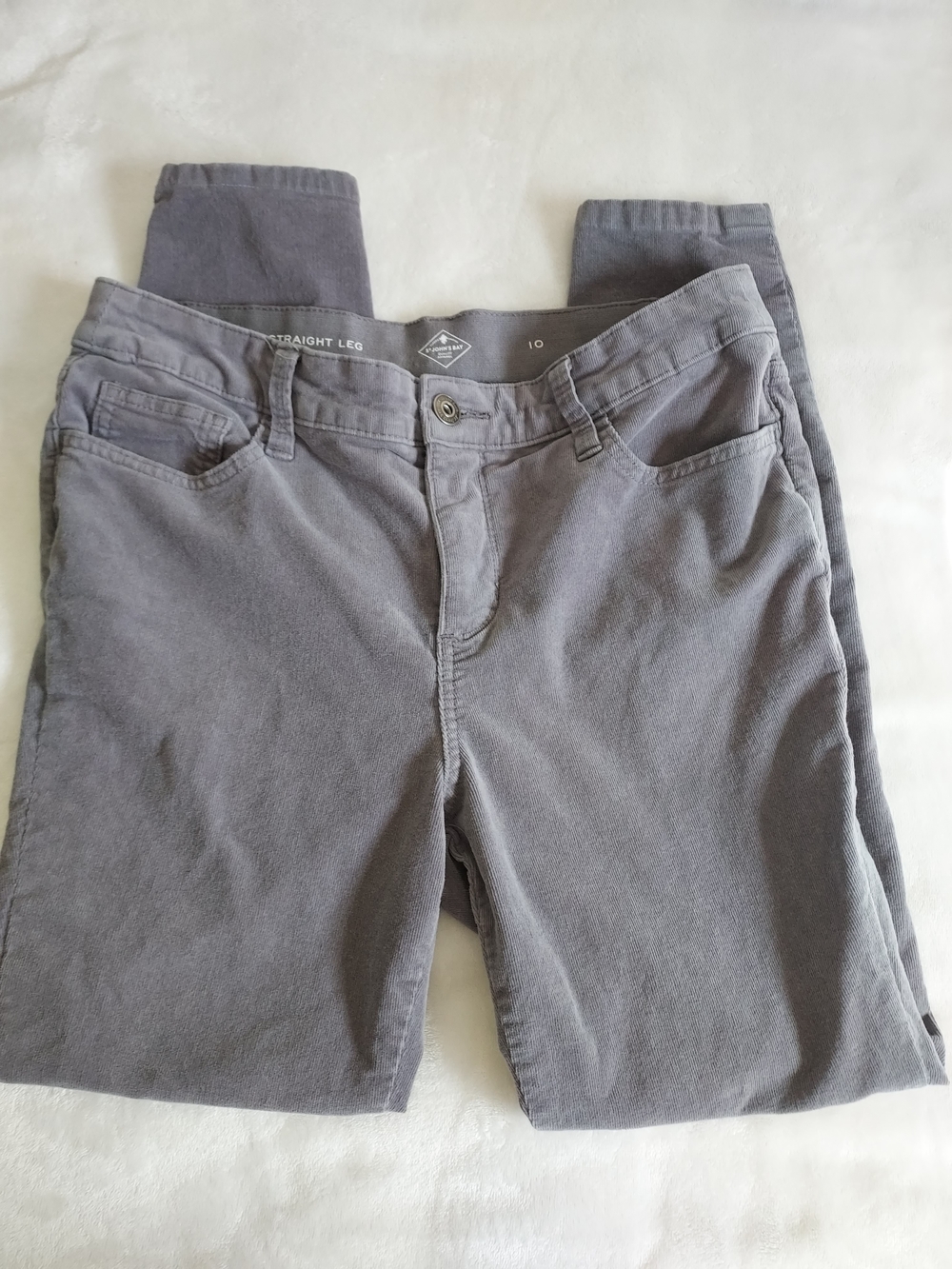 St. John's Bay Straight Leg Jeans Gray Corduroy Sz 10 Casual Everyday